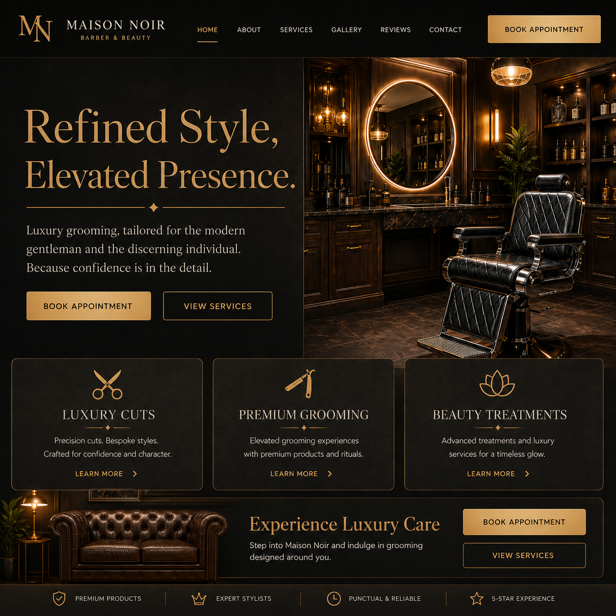 Dark Luxe website theme preview