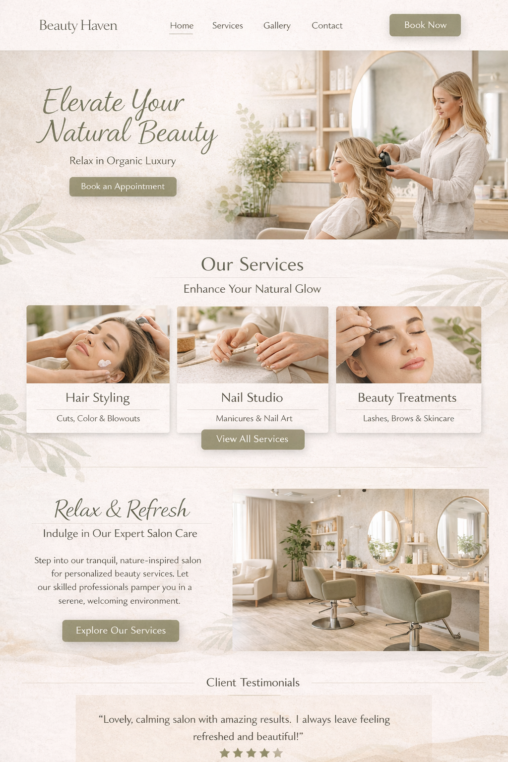 Organic Serenity website theme preview